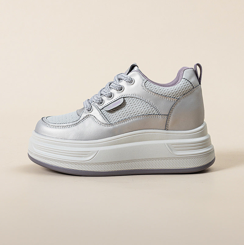 Women's Mesh White Thick Bottom Heighten Small Women's Casual Shoes