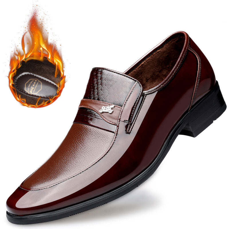 Men's Classic Breathable Formal Wear Height Increasing Korean Style Green Pointed Leather Shoes