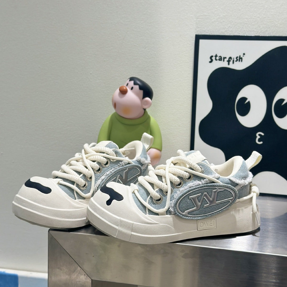Bottom Couple Ugly Cute Big Head Black Casual Shoes