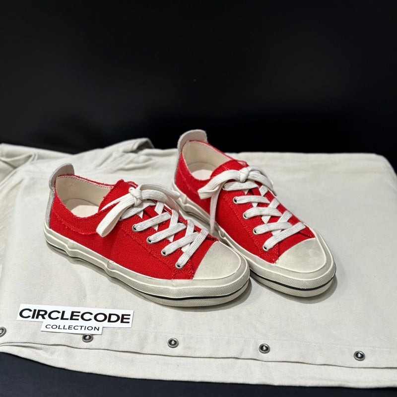 Women's Chun Korean Style Round Head Genuine Retro Vulcanized Women's Casual Shoes