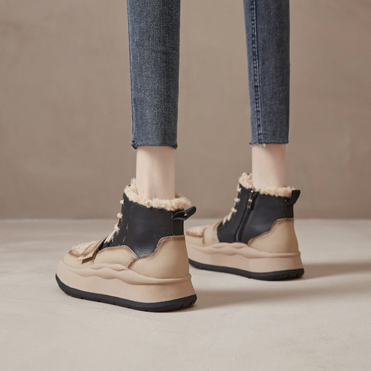 Women's Winter Fleece-lined Warm Lamb Wool Northeast Snow Boots