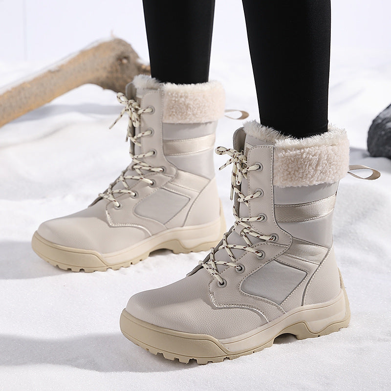 Women's Plush Insulated Sports Outdoor Lace Up Snow Boots