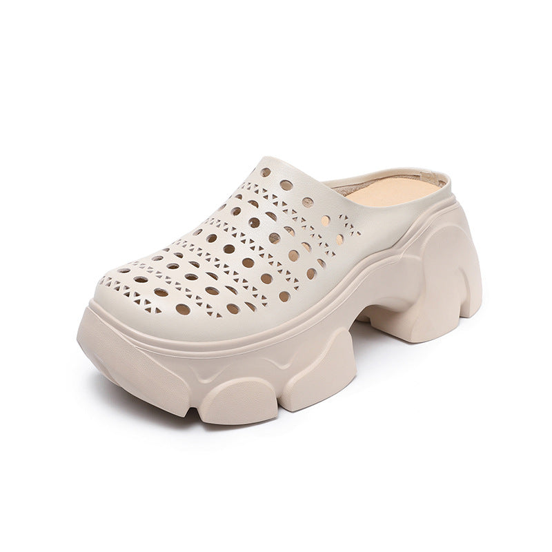 Women's Chunky Platform Summer Hollow Hole Muller Slippers