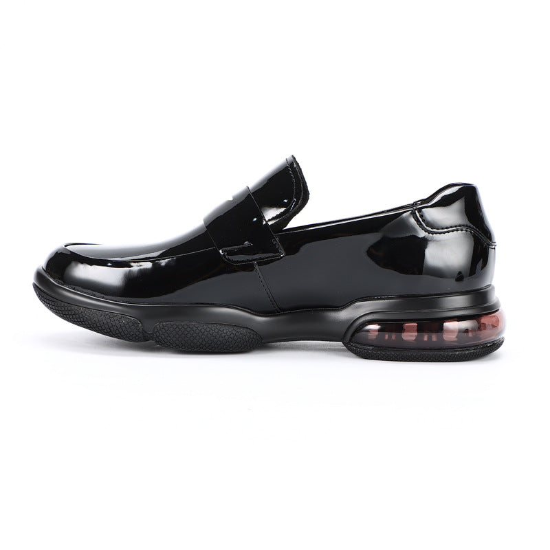 Men's Thick Bottom Elegant Bright Fashionable Soft Leather Shoes
