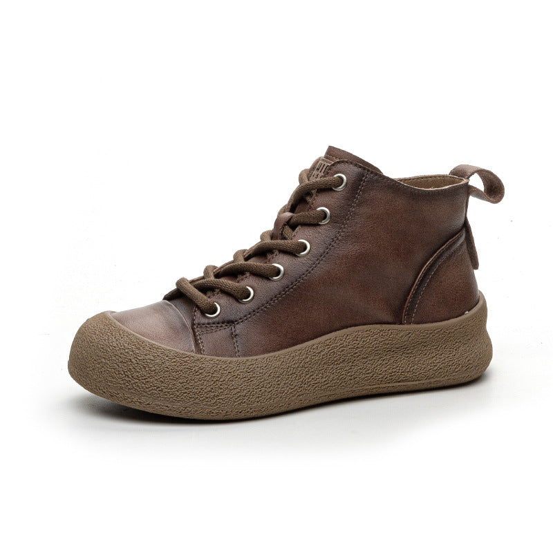 Women's Retro First Layer Cowhide Board Autumn Genuine Women's Leather Boots