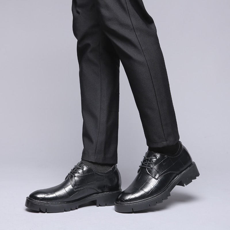 Men's Increasing Invisible Height Insole Wedding Business Leather Shoes