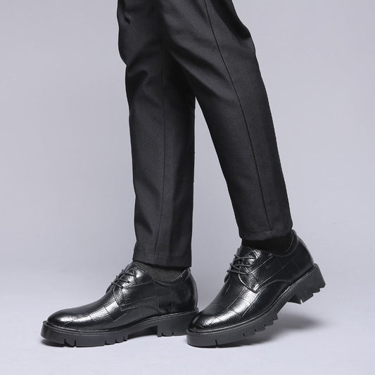 Men's Increasing Invisible Height Insole Wedding Business Leather Shoes