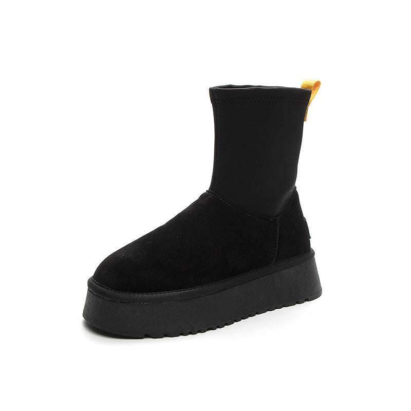 Women's Yan Winter Genuine Thick Bottom Skinny Stretch Snow Boots