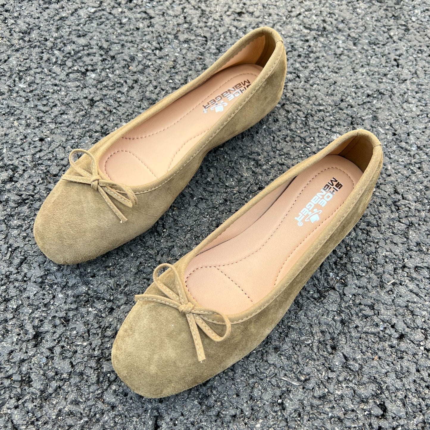 Women's Color Ballet Sheep Split Slip-on Bow Casual Shoes