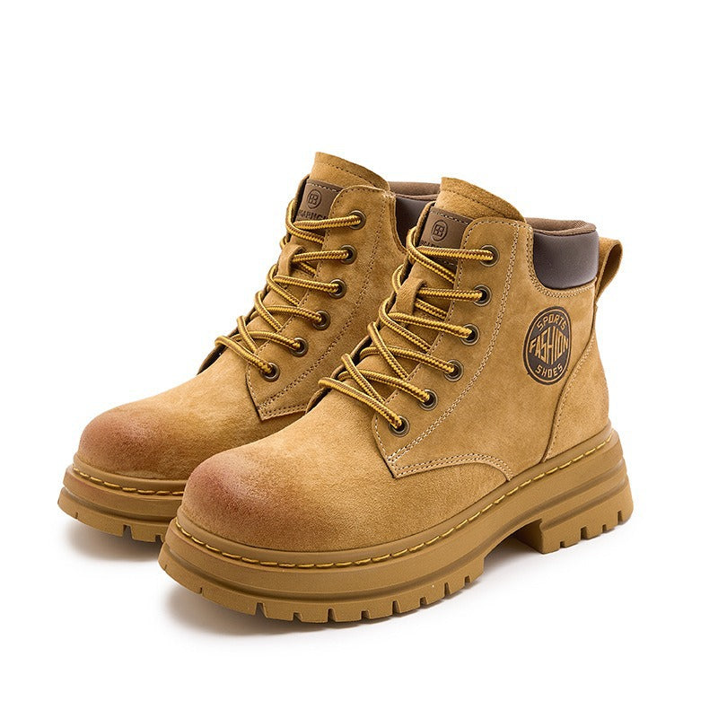 Women's & Men's Platform Martin British Style Worker Short Women's Leather Boots