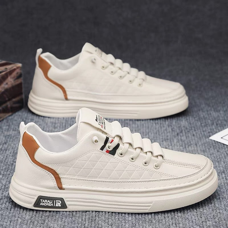 Men's Summer Breathable Fashionable White Sports Board Sneakers