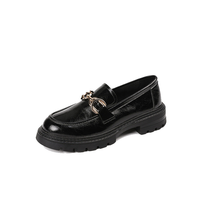 Women's Soft Bottom British Style Buckle Genuine Loafers