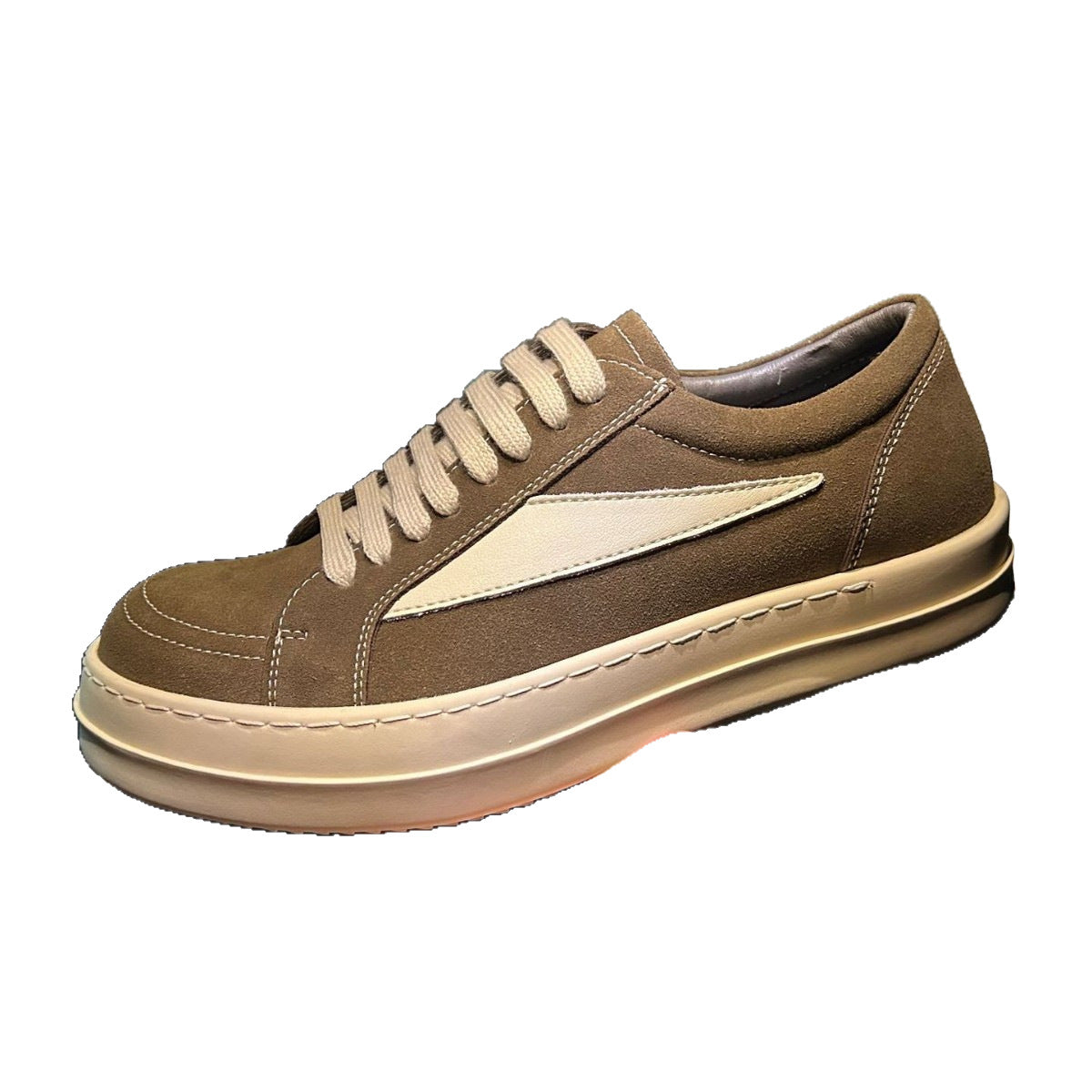 Triangle Increased Genuine Board Design Retro Patchwork Thick Bottom Men's Casual Shoes