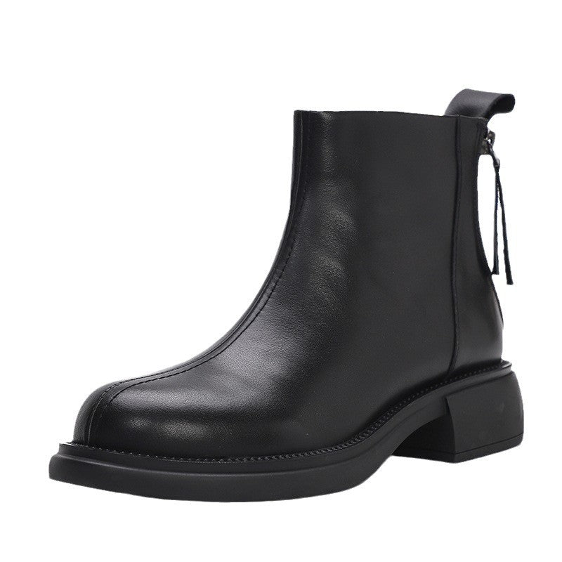 Women's Double Zipper Booties Soft Bottom Surface Retro Boots