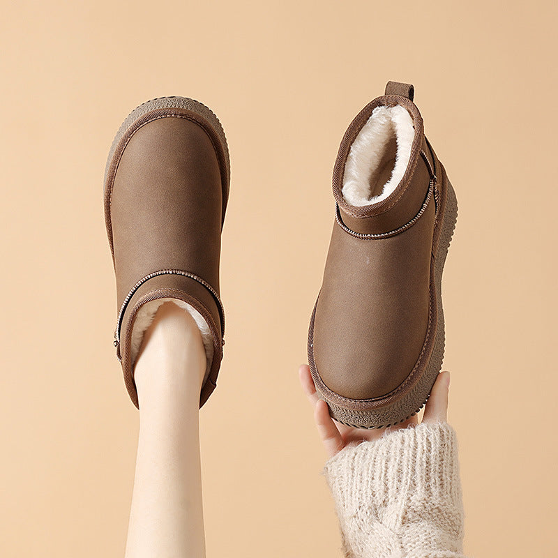 Women's Northeast China Cotton Fleece-lined Warm Winter Platform Snow Boots