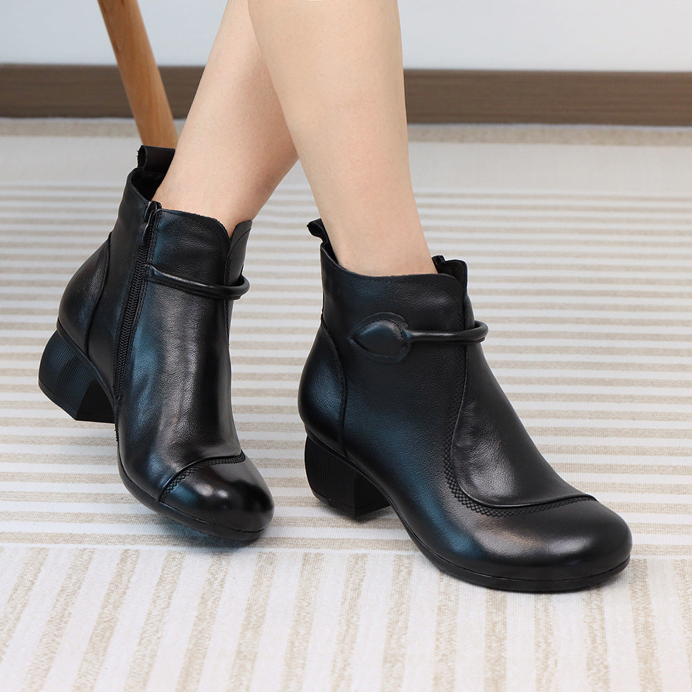 Women's First Layer Cowhide Retro Handmade Comfortable Thick Casual Shoes