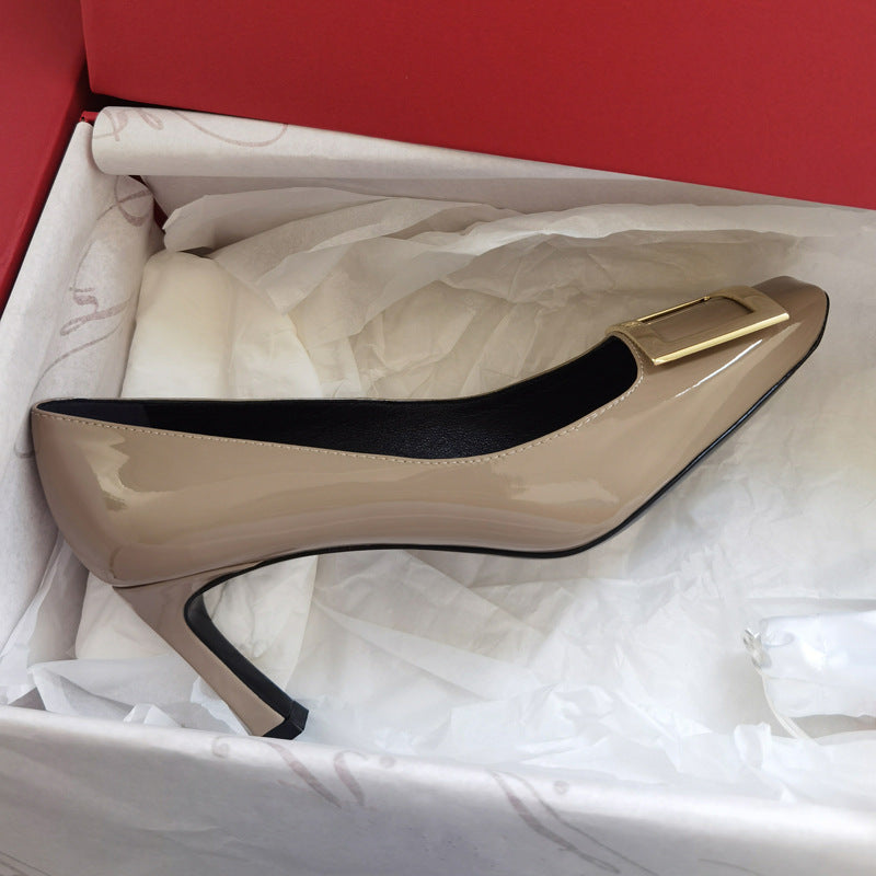Women's High Stiletto Pumps Patent Square Toe Women's Shoes