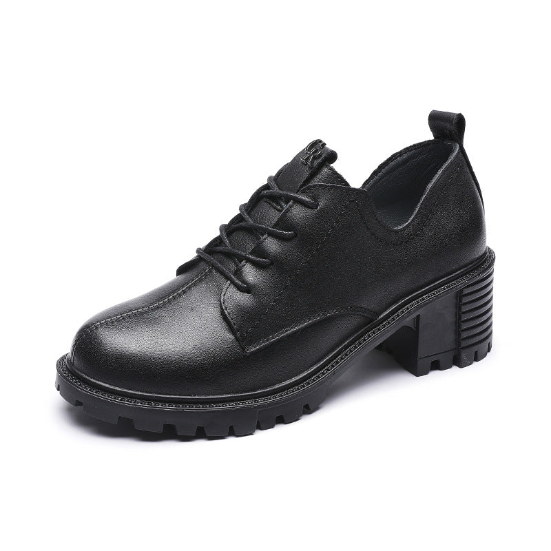 Women's First Layer Soft Cowhide Thick High Bottom Casual Shoes
