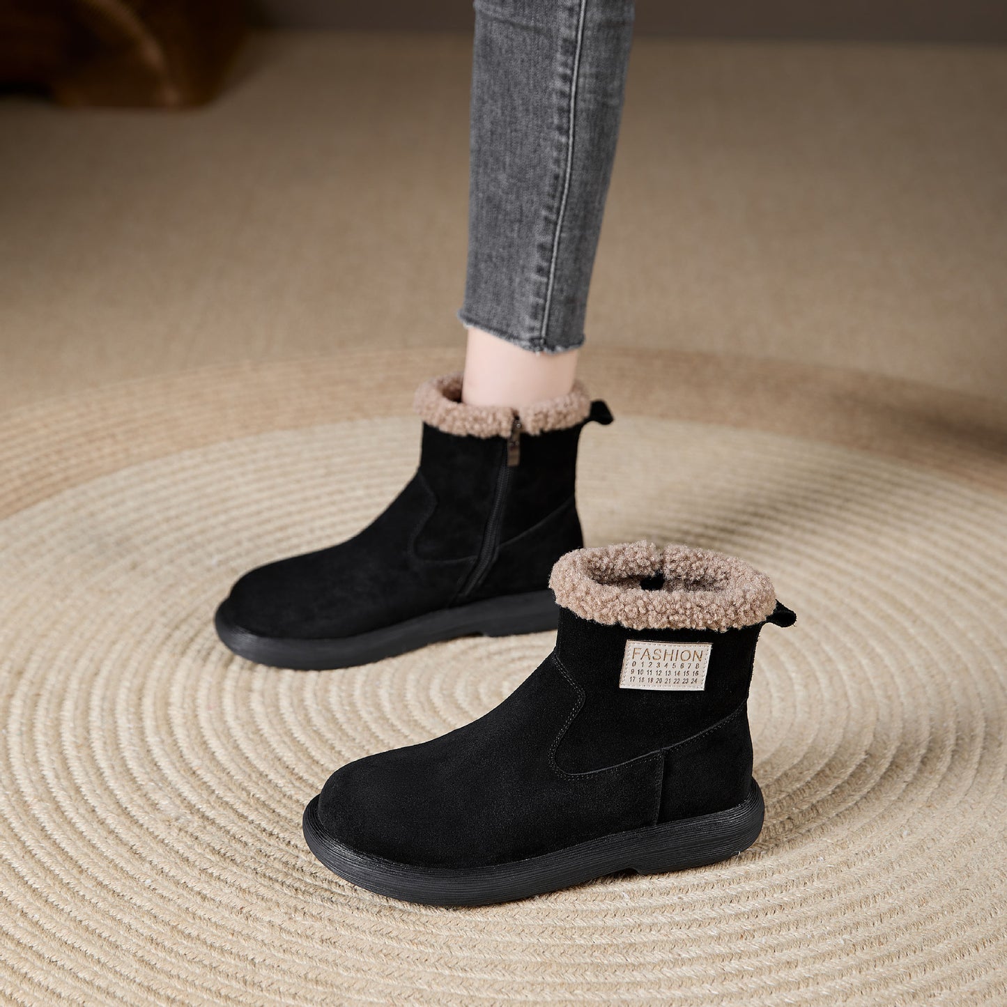 Women's Matte Teddy Thick Fur Winter Vintage Snow Boots