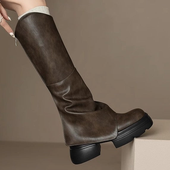 Women's Two Square Thick-soled Small High Chunky V Heels