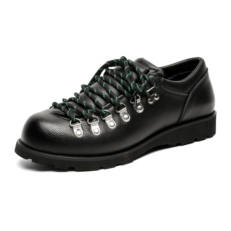 Men's Round Head Lace Up Thin Mountaineering Leather Shoes