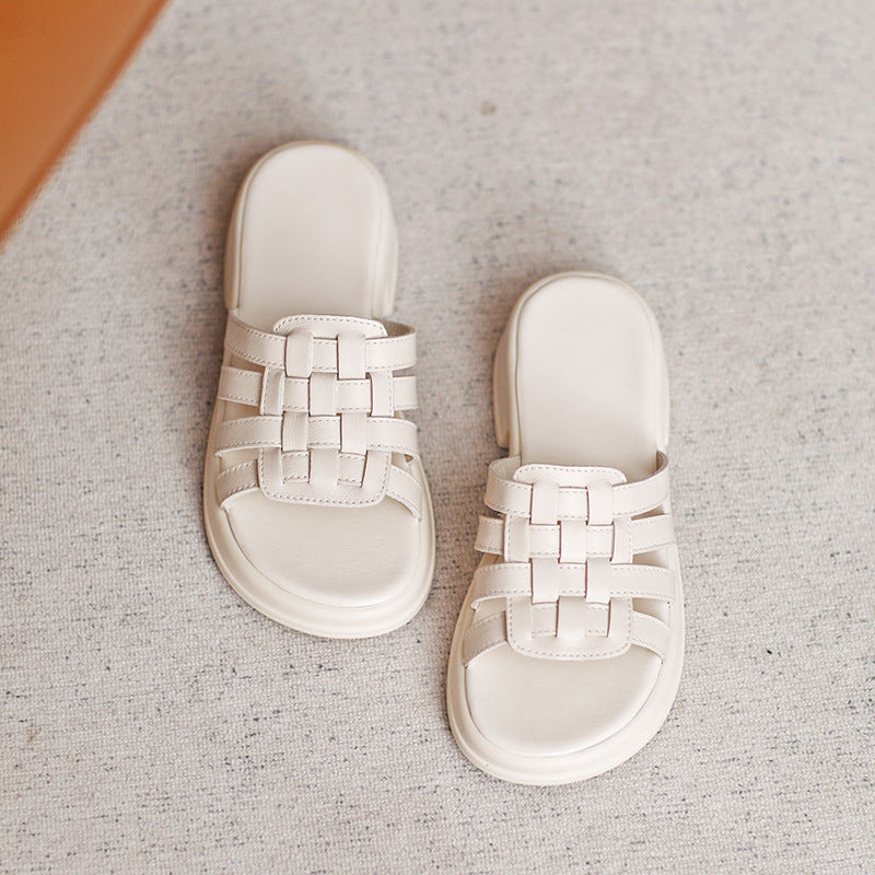 Summer Korean Style Hand-woven Retro Platform Slippers