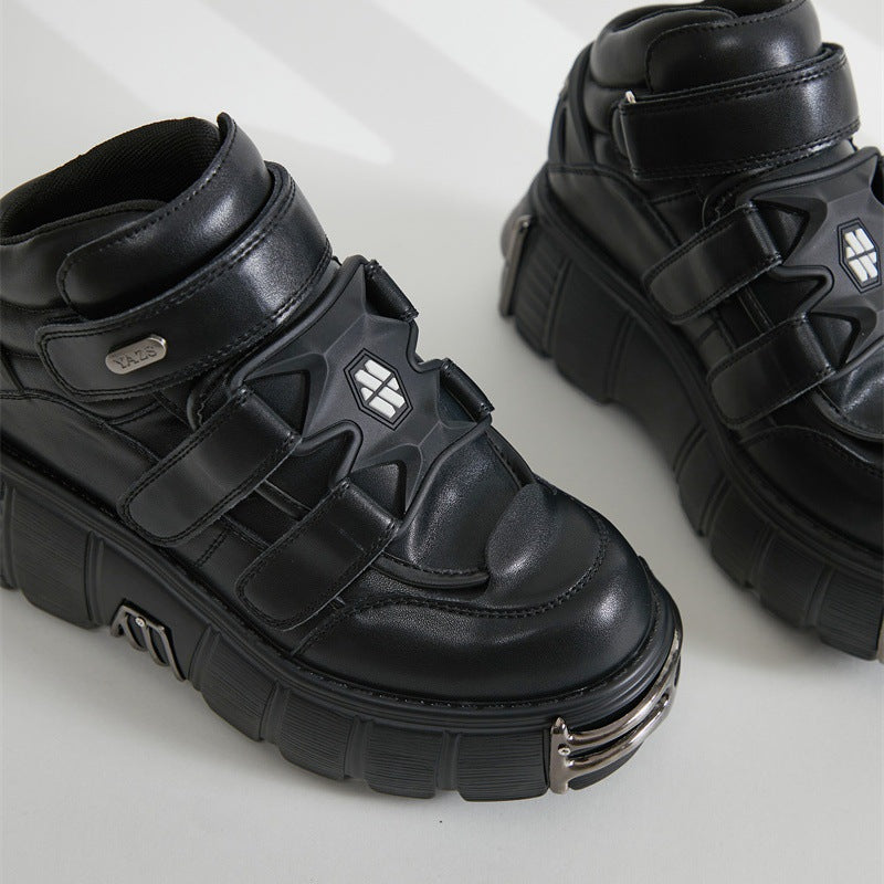 Women's Heavy Metal Platform Punk Dark Motorcycle Casual Shoes