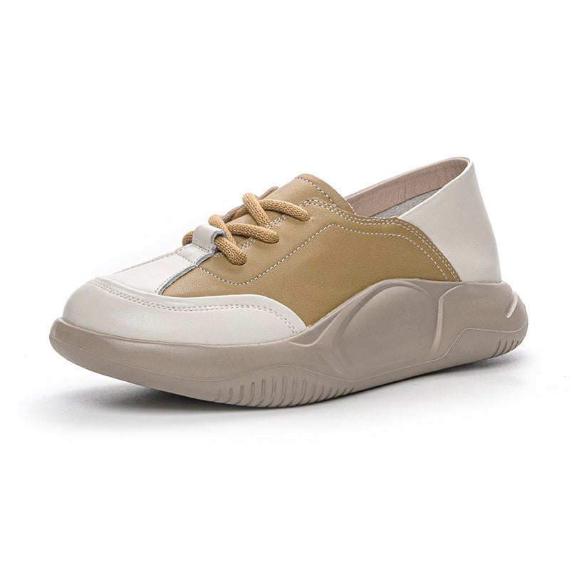 Women's First Layer Cowhide Platform Pumps Two-way Casual Shoes