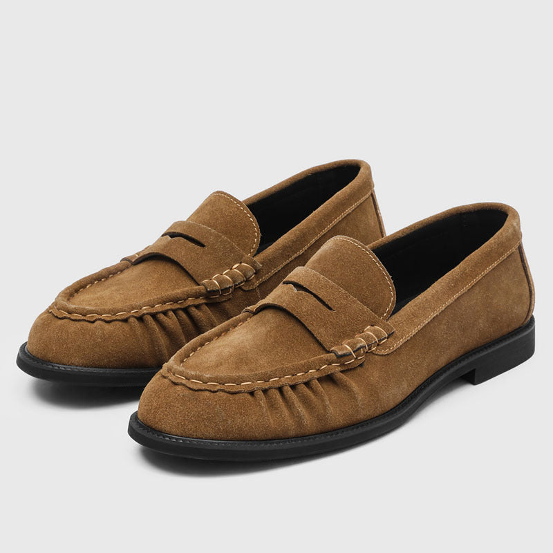 Men's French Style British Handmade Pleated Lazy Loafers