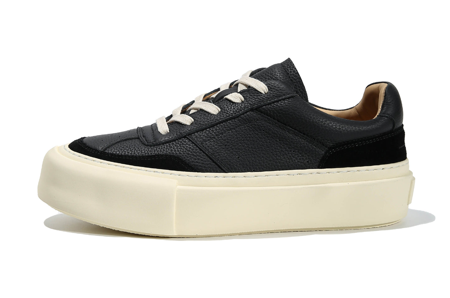 Men's White Genuine Platform Low Top Super Versatile Leather Shoes