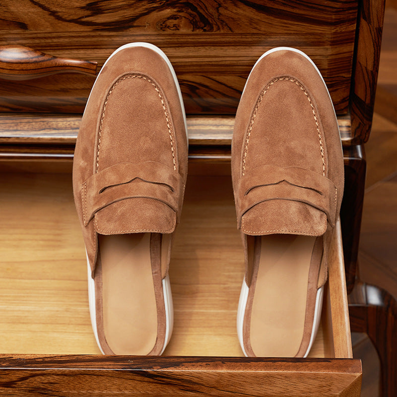 Men's Frosted Sheepskin Closed Toe Half Comfort Sandals