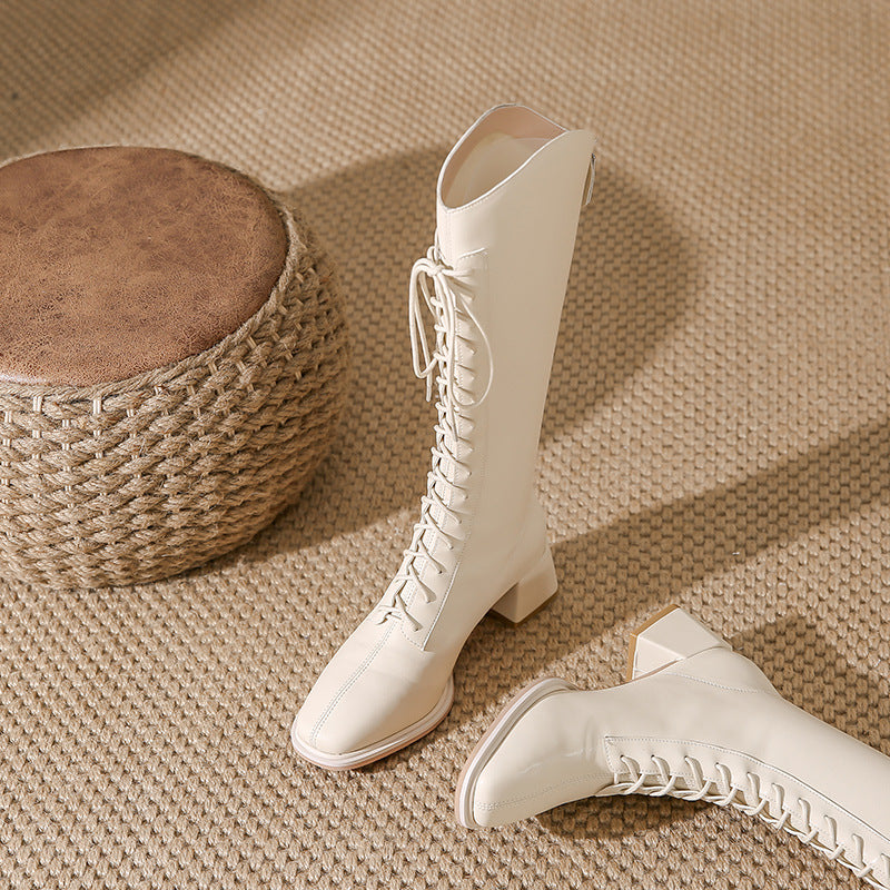 Women's High-heeled Thigh Female Square Toe Knight Boots