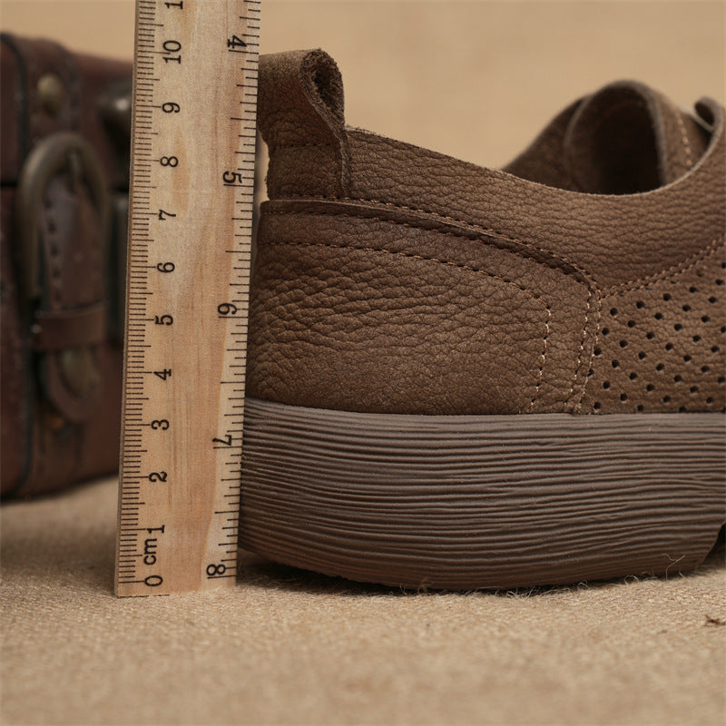 Men's Summer Breathable Vintage Board Mesh Leather Shoes