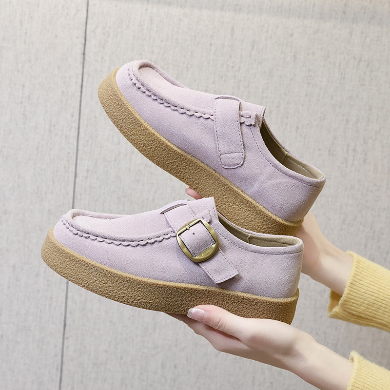 Frosted Thick Bottom Yellow Blue Kangaroo Female Wedge Platform Belt Women's Casual Shoes