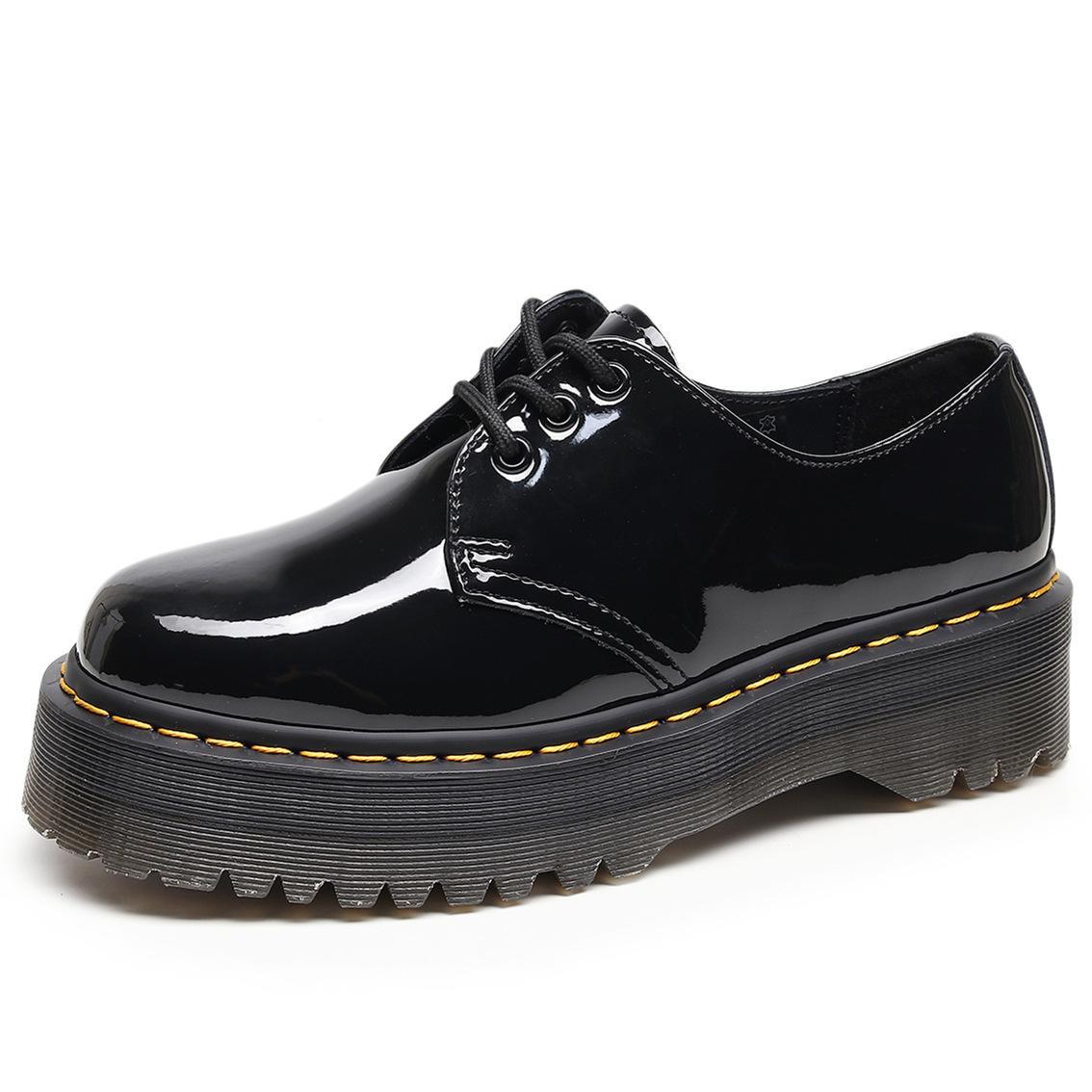 Women's Thick-soled Low-cut Genuine British Round Head Casual Shoes