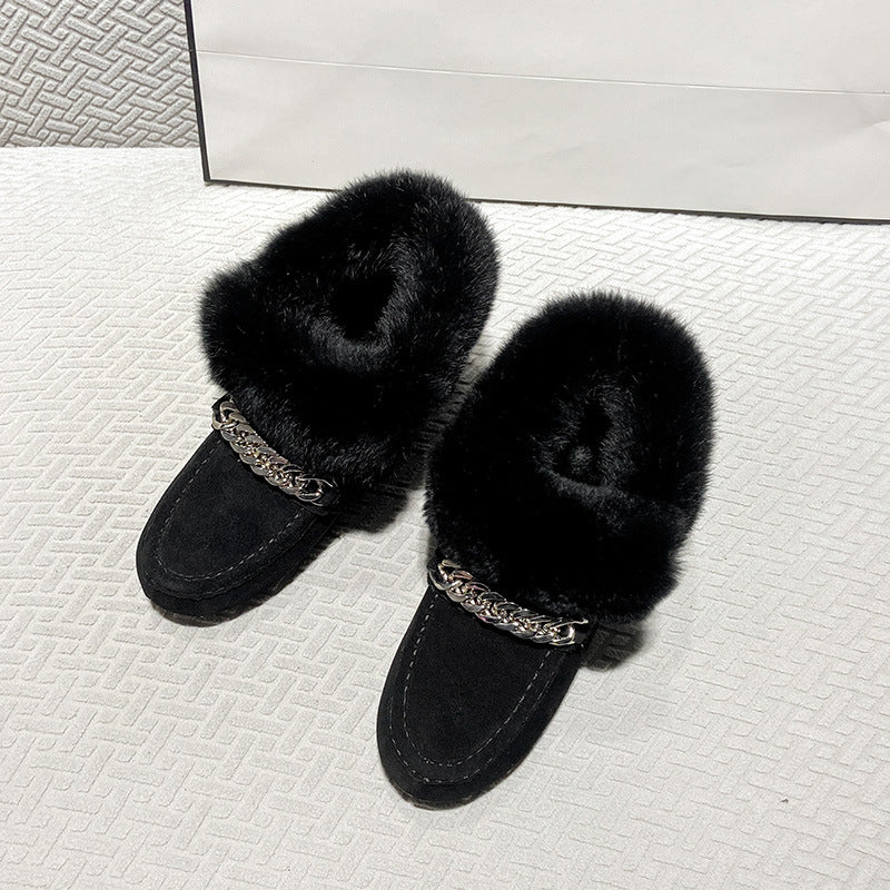 Women's Fluffy Thermal Cotton Rabbit Fur Height Boots