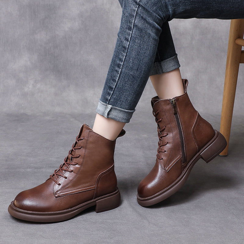 Women's British Style Martin Slimming Soft Bottom Front Boots