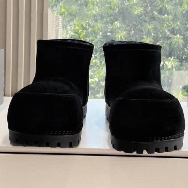 Women's & Men's Cute Big Head Bread Winter Thick Bottom Snow Boots