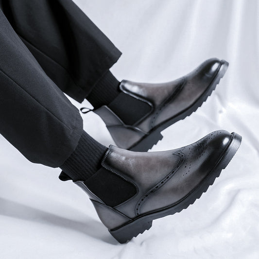 Men's Chelsea Gentleman British Style Versatile Brogue Boots