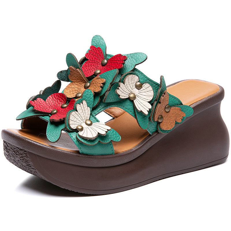 Women's Platform Outdoor Summer Retro Ethnic Style Color Slippers
