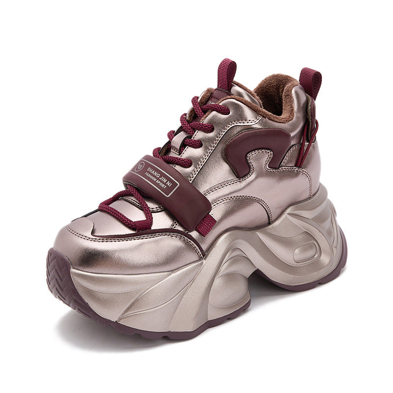 Women's European Goods Dad Super Popular Fleece-lined Sneakers