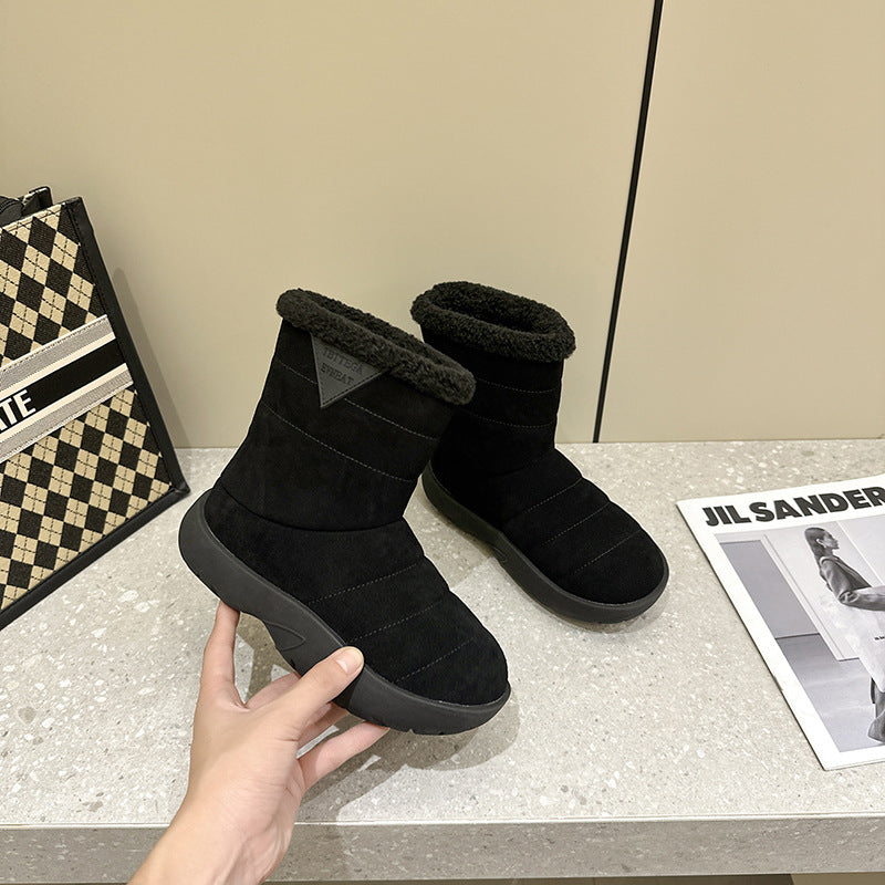 Women's Fleece-lined Thick Waterproof Northeast Cotton Padded Snow Boots