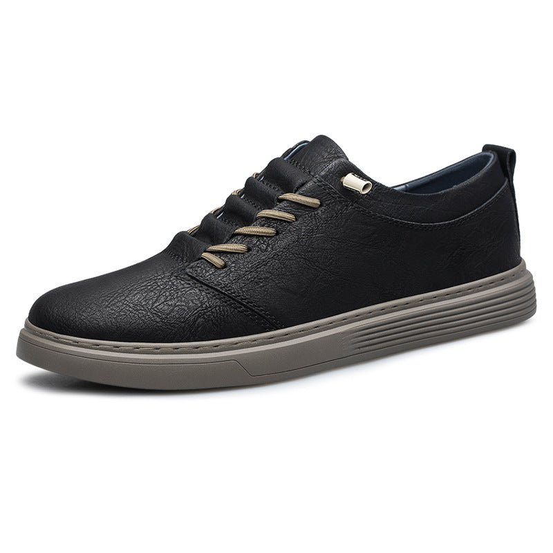 Men's Round Head Leisure Fashionable Cowhide Comfortable Sneakers