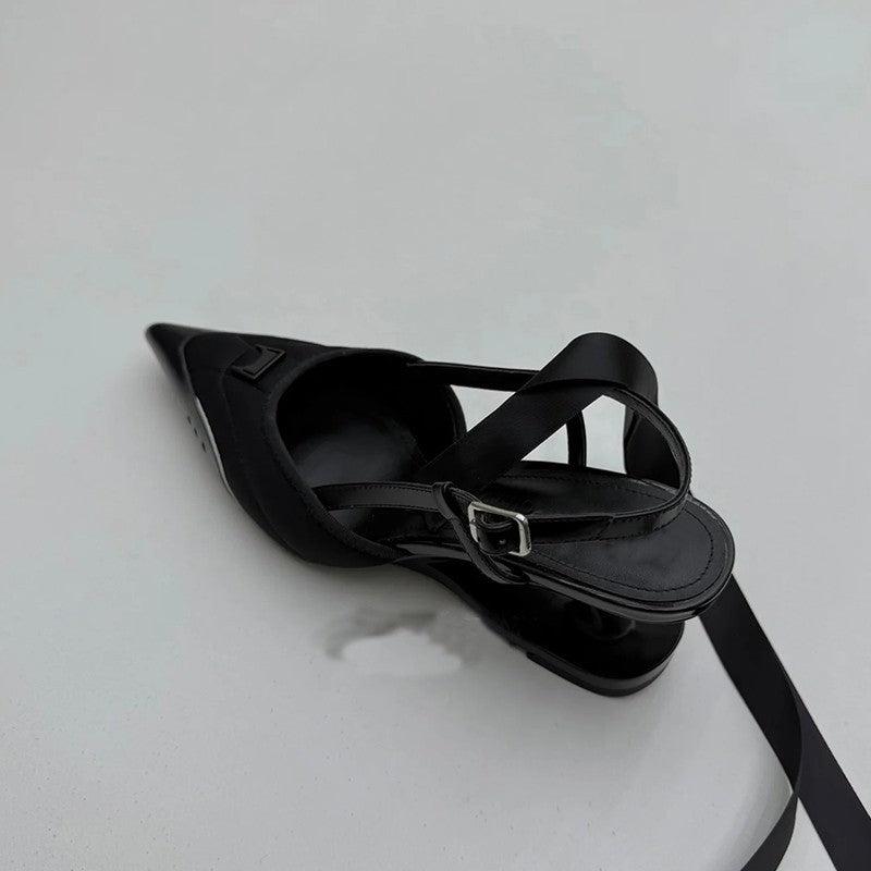 Women's Version Niche Design Suspension Pointed High Summer Black Women's Fashion Shoes
