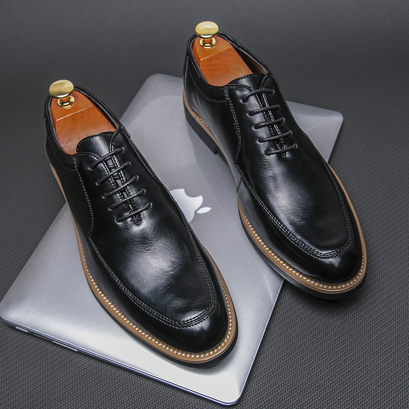 Men's Wear British Trendy Height Increasing Insole Pointed Leather Shoes