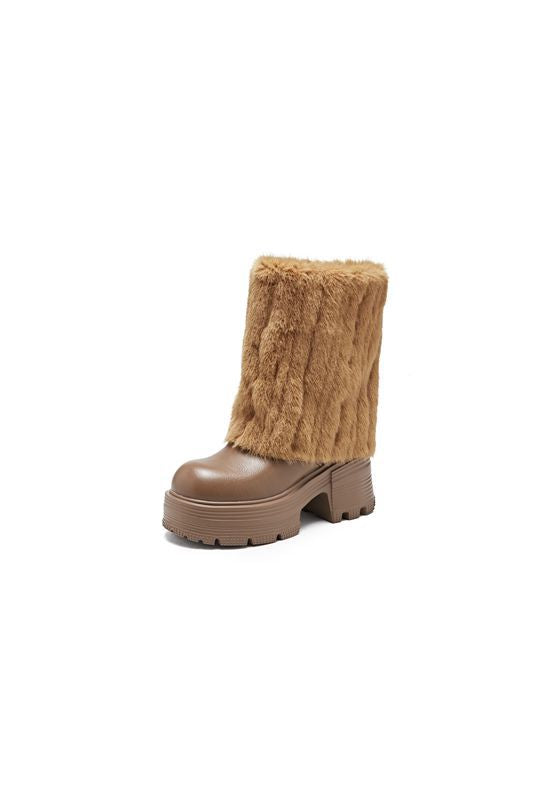 Women's Fox Fur Muffin Thick Bottom Warm Keeping High Snow Boots