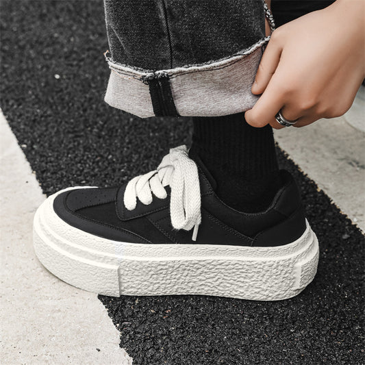 Men's Sports White High-grade Design Sense Niche Platform Leather Shoes