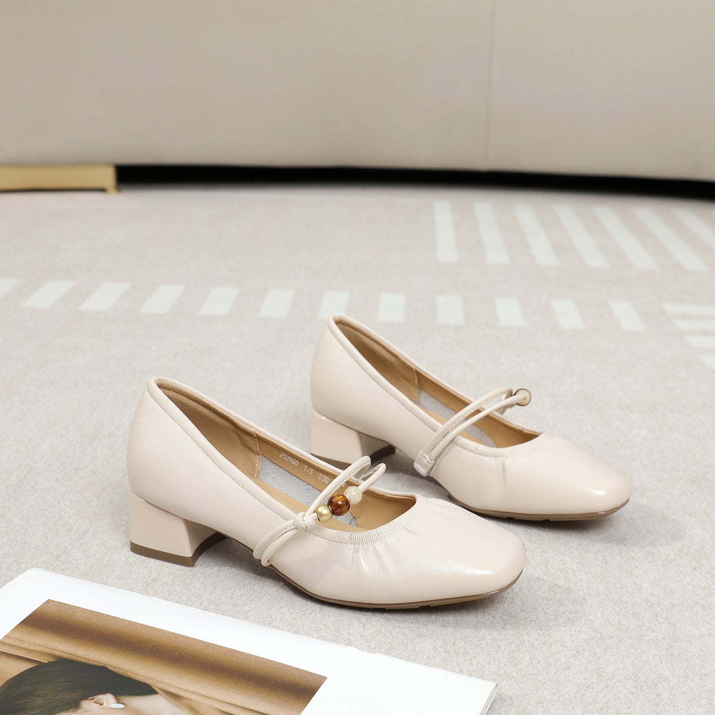 Square Toe Comfortable One-word Buckled Chunky Women's Casual Shoes