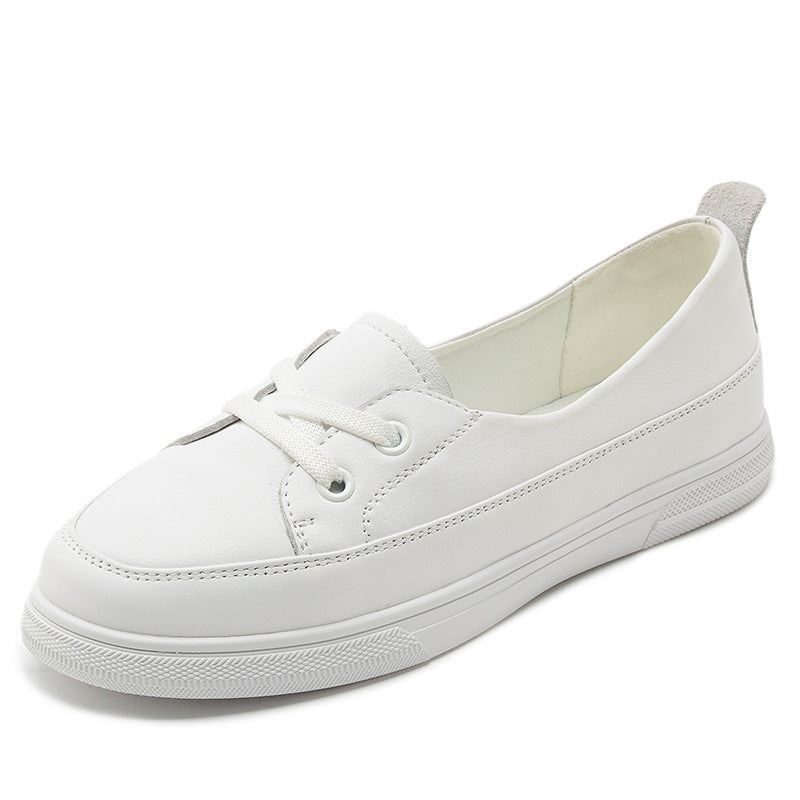 Women's First Layer Cowhide Low-cut White Genuine Women's Shoes