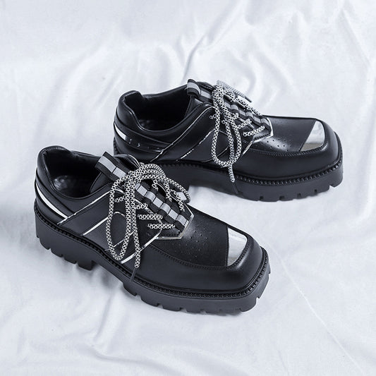Men's High-grade Korean Thick-soled Hair Stylist Square Leather Shoes